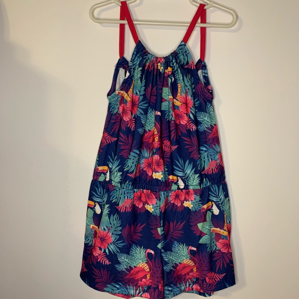 Girls Sunshine Swing Tropical Print Romper